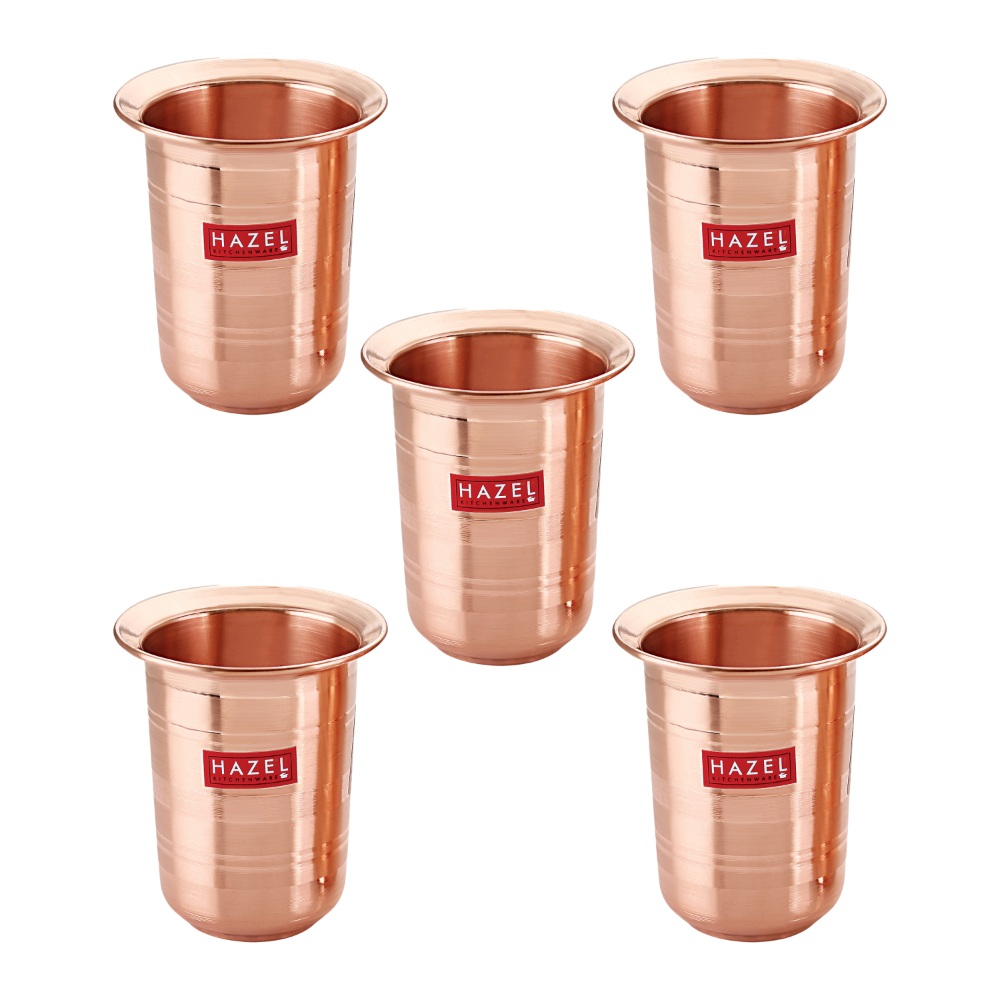 HAZEL Milky Copper Glasses Tumbler Cup Set of 5, 300 ML