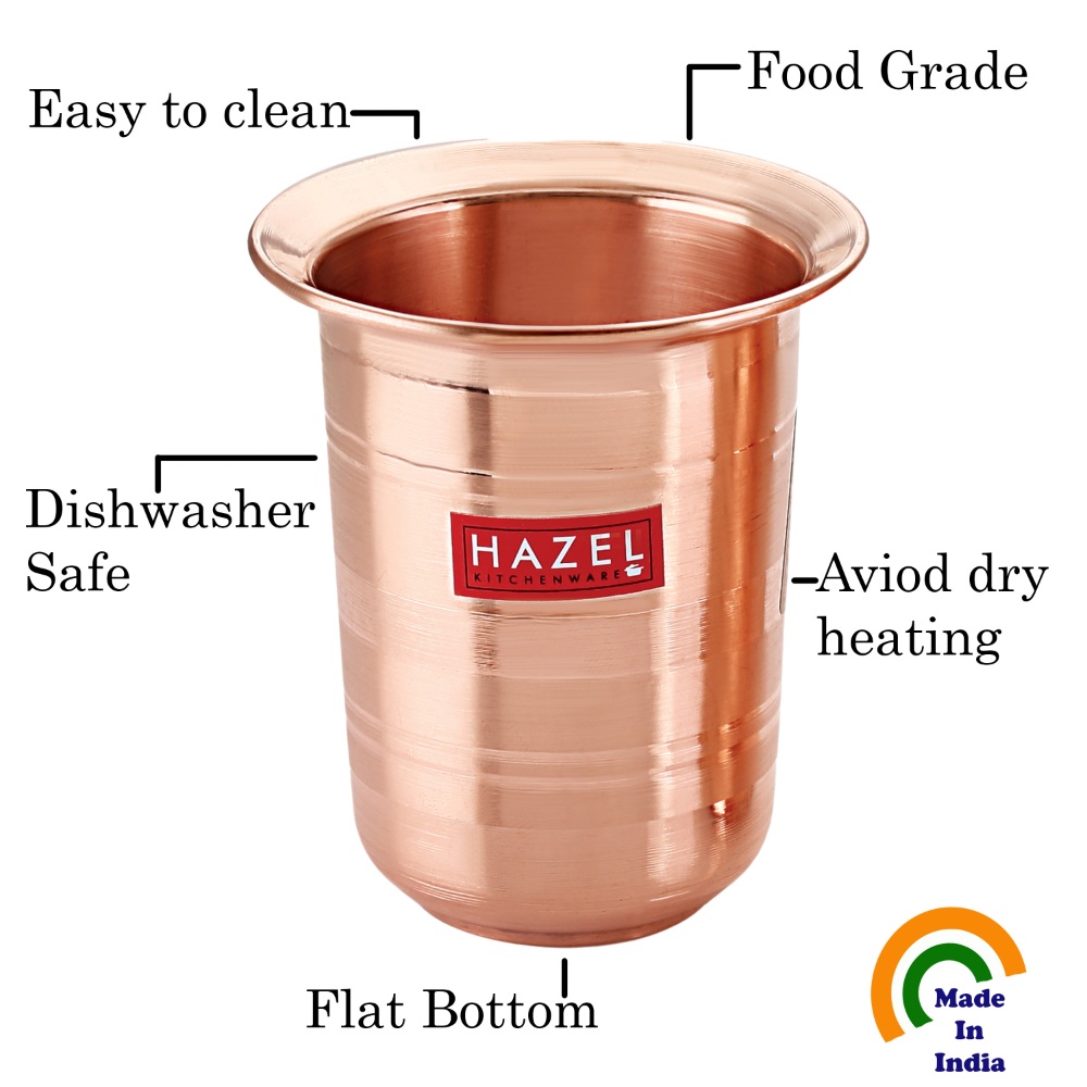 HAZEL Milky Copper Glasses Tumbler Cup Set of 5, 300 ML