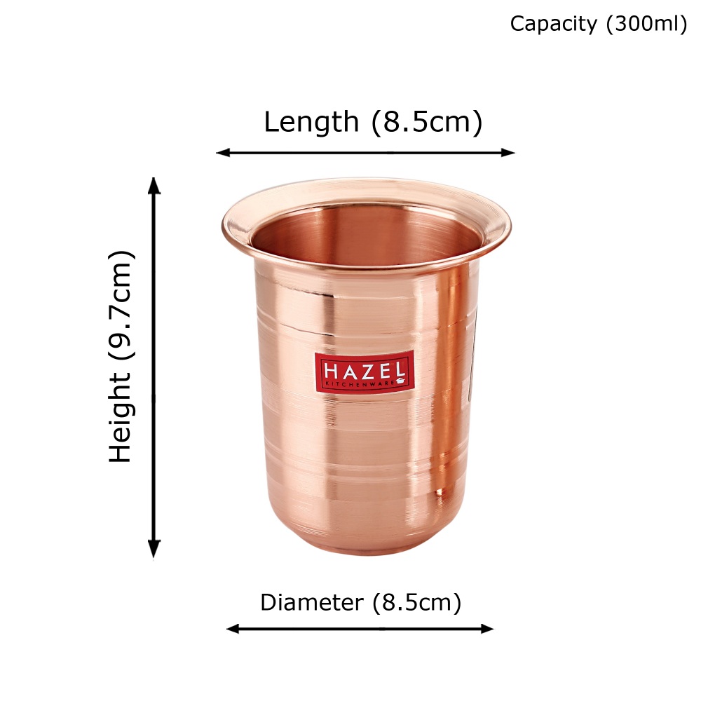 HAZEL Milky Copper Glasses Tumbler Cup Set of 5, 300 ML