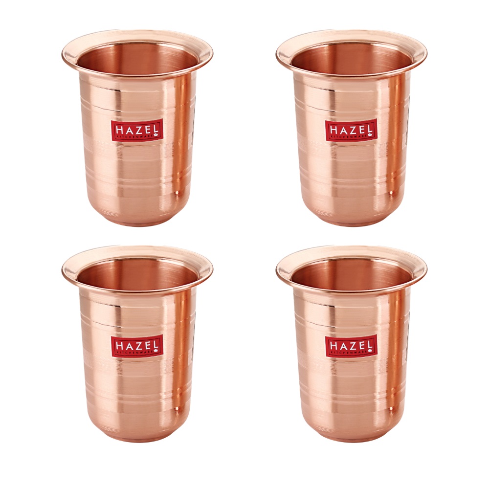 HAZEL Milky Copper Glasses Tumbler Cup Set of 4, 300 ML