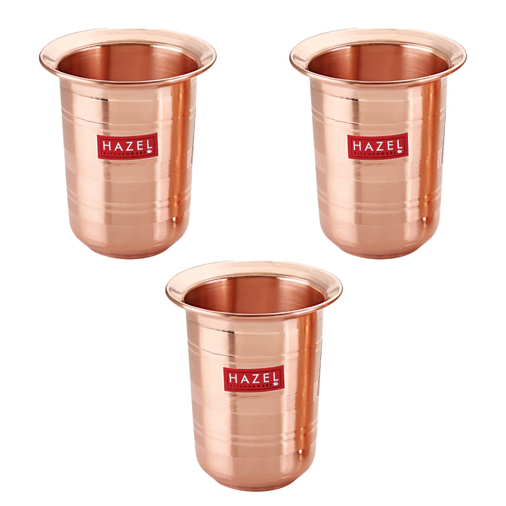 HAZEL Milky Copper Glasses Tumbler Cup Set of 3, 300 ML