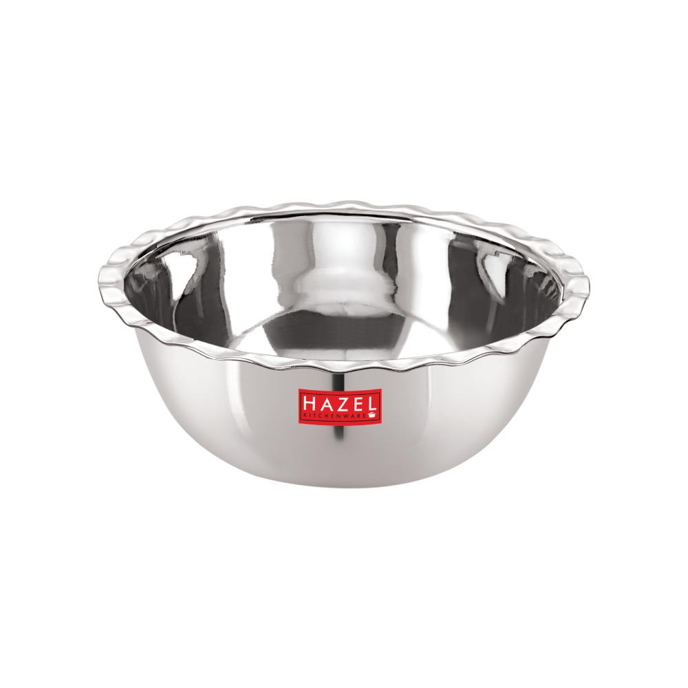 HAZEL Stainless Steel Serving Bowl Wati Vati Katori With Lid, 17 cm, 800 ML, Silver