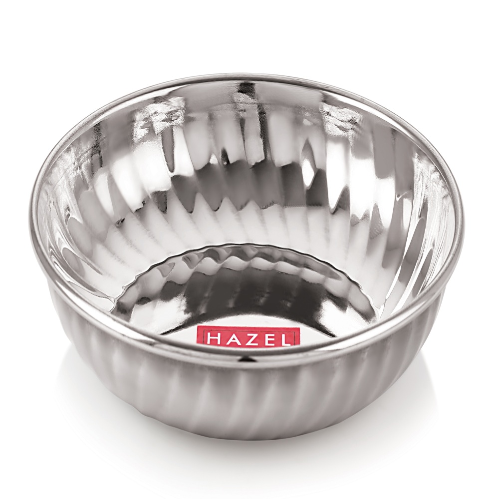 HAZEL Stainless Steel Serving Sweet Dish Dessert Plate, Set of 12, 200 ML Each, Silver