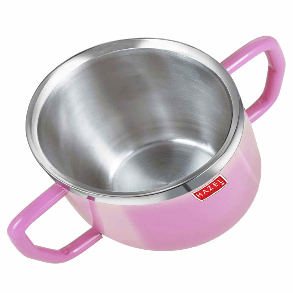 HAZEL Double Wall Stainless Steel Double Handle Baby Mug Set of 4for Kids Gifting, 250 ML Each, Pink