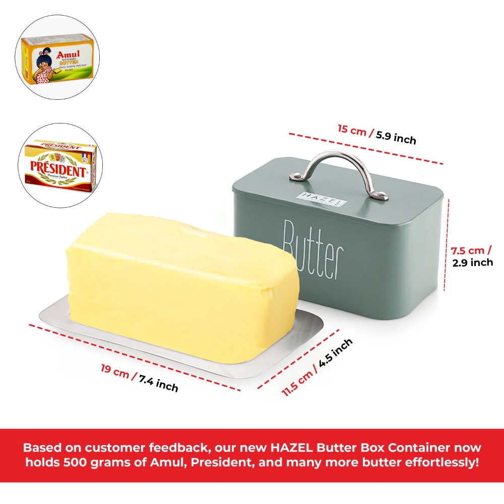 HAZEL Butter Box Container with Handle Lid | Butter Storage Box for Storing 500 gram