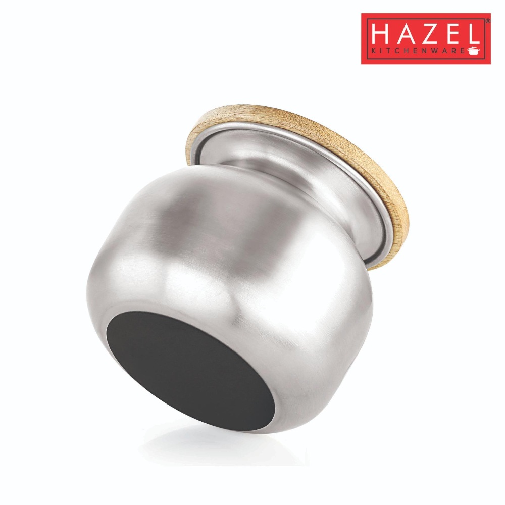 HAZEL Tea Coffee Containers Set of 2 | Airtight Steel Containers for Kitchen, 550 ML & 600 ML, Silver