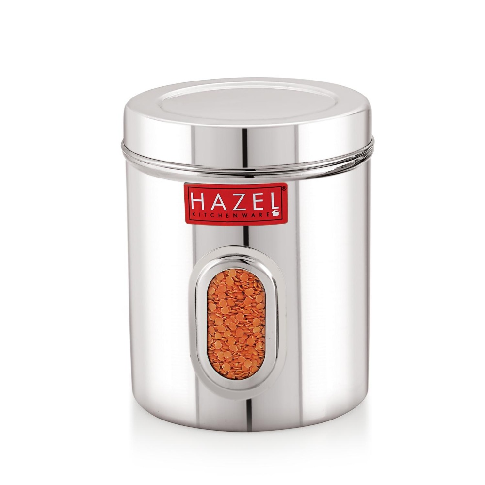 HAZEL Steel Kitchen Storage Containers | See Through Air Tight Containers for Storage, 2850 ML, Set of 2