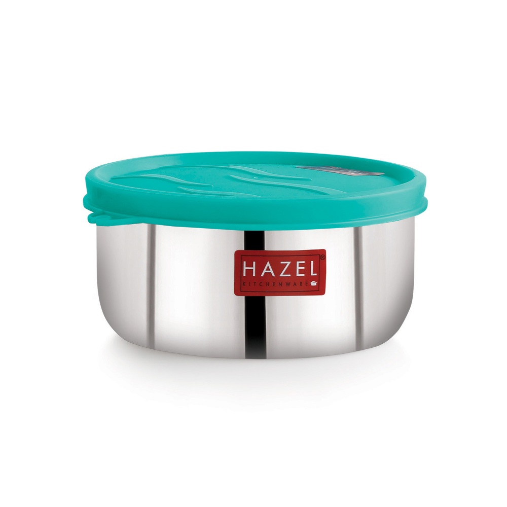 HAZEL Storage Containers for Kitchen Airtight | Stainless Steel Air Tight Containers for Storage & Lunch box | Container for Kitchen Storage Set of 6, 450 ML Each