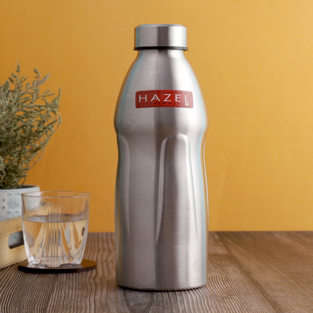 HAZEL Loch S4 Water Bottle 1.1 Litre | Stainless Steel Single Wall Fridge Water Bottle For Office | School | Trekking | Hiking | Travel, Set of 6