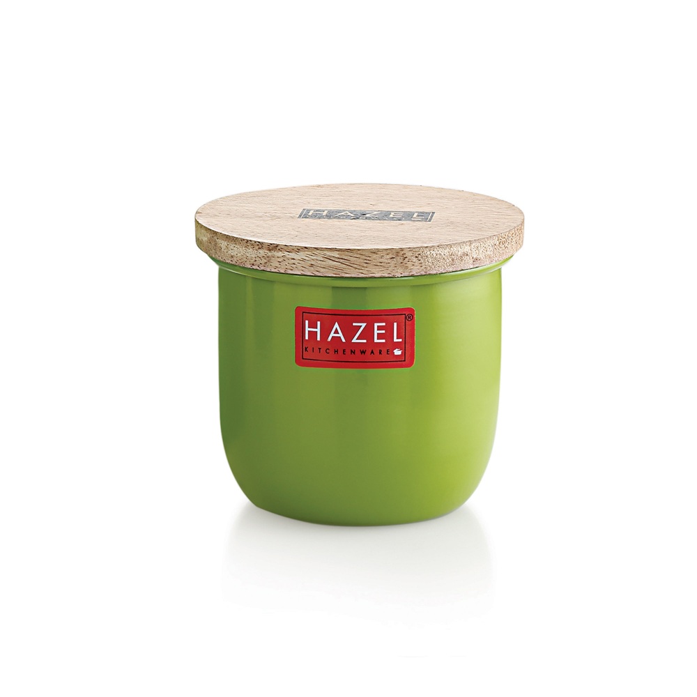 HAZEL Airtight Kitchen Container Set | Storage Box For Kitchen | Food Grade Kitchen Container Set with Wooden Lid, Set of 4 (2 Small, 2 Medium)