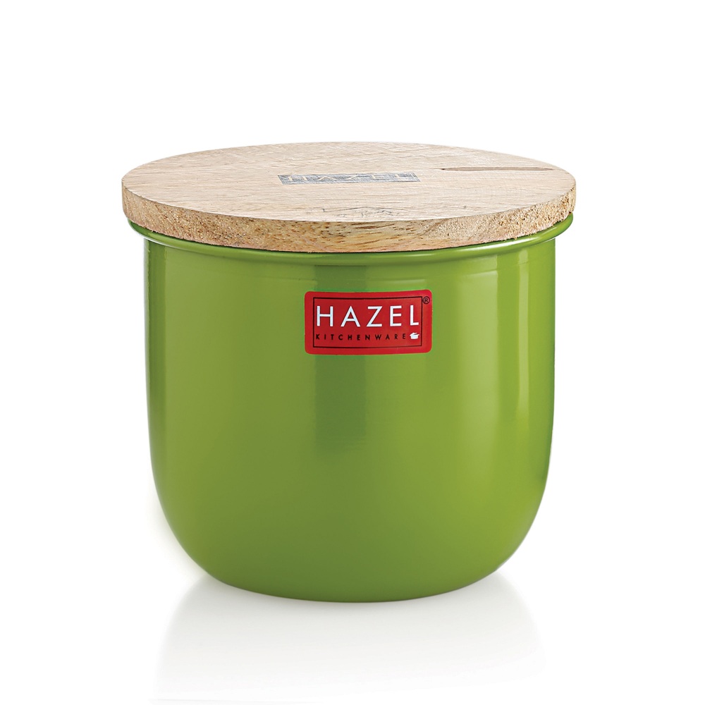 HAZEL Airtight Kitchen Container Set | Storage Box For Kitchen | Food Grade Kitchen Container Set with Wooden Lid, Set of 4 (2 Medium, 2 Large)