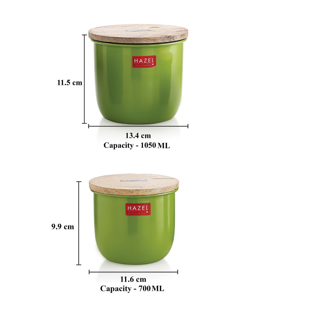 HAZEL Airtight Kitchen Container Set | Storage Box For Kitchen | Food Grade Kitchen Container Set with Wooden Lid, Set of 2, Large & Medium