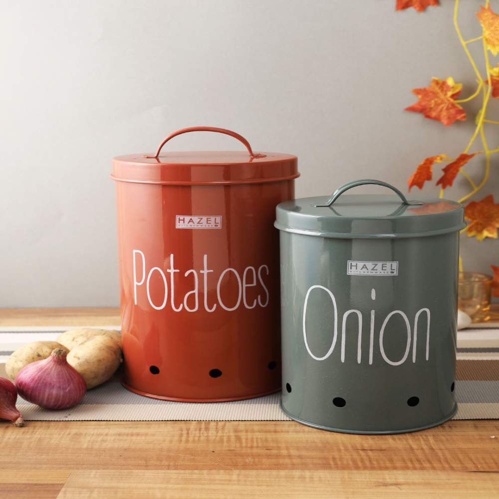 HAZEL Onion Potato Storage Container For Kitchen | Container For Kitchen Storage Set | Food Grade Storage Container with Lid, Potato & Onion Container, Set of 2