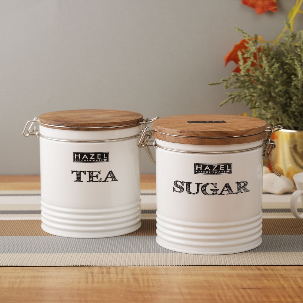 HAZEL Sugar Tea Container Set | Tea Powder Storage Box For Kitchen | Food Grade Container For Kitchen Storage Set of 2