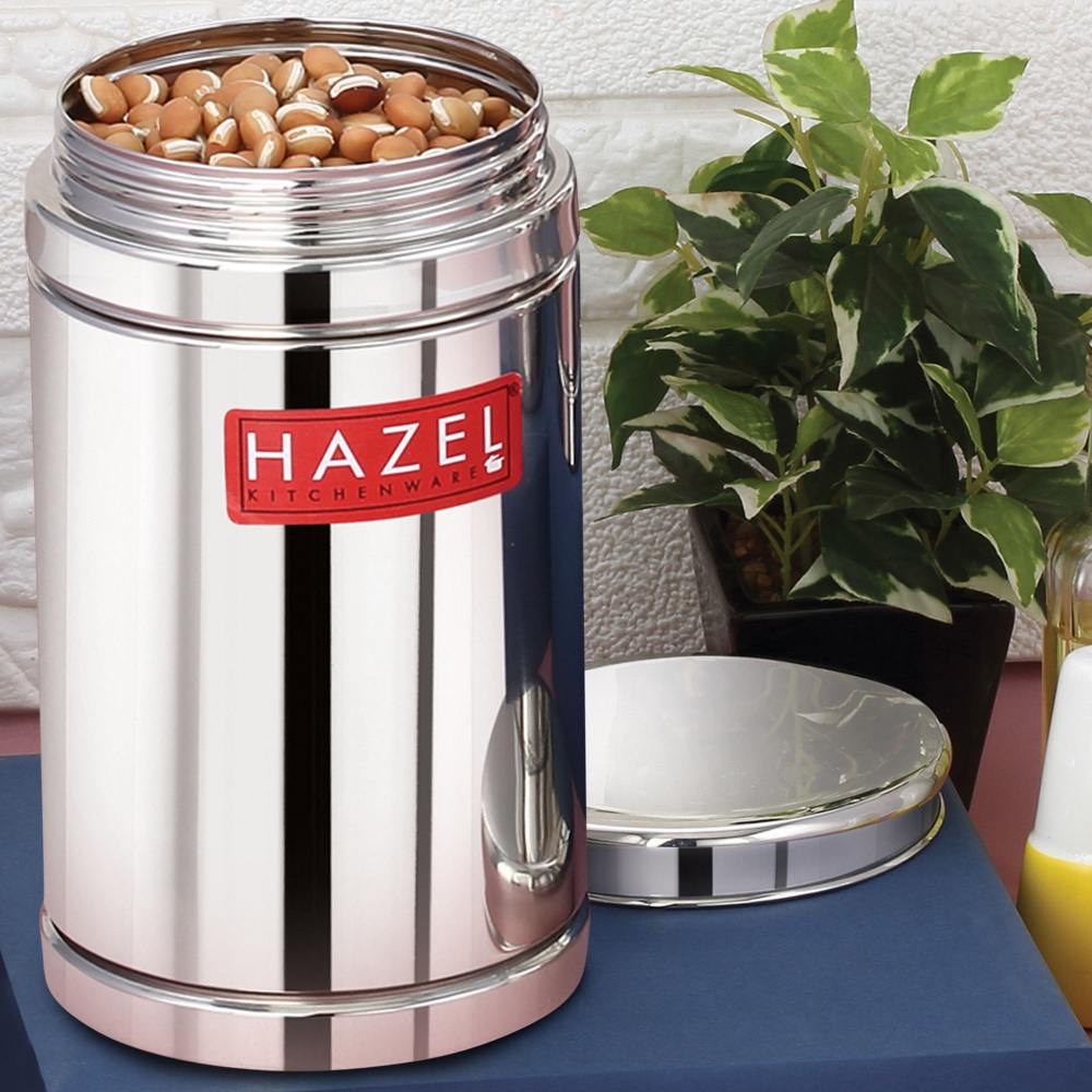 HAZEL Stainless Steel Container Set | 1800 ml Set of 12 Steel Container For Kitchen Storage Set | Air Tight Containers For Kitchen Storage | Ideal For Storing Rice, Cereal, Pulse, Snacks.