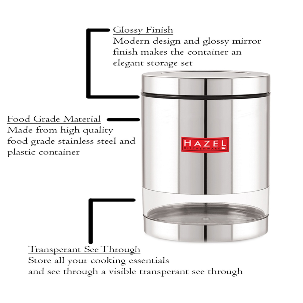 HAZEL Stainless Steel Container Set | Steel Container For Kitchen Storage Set | Multipurpose Storage Box for Kitchen I, 1000 ML, Set of 12