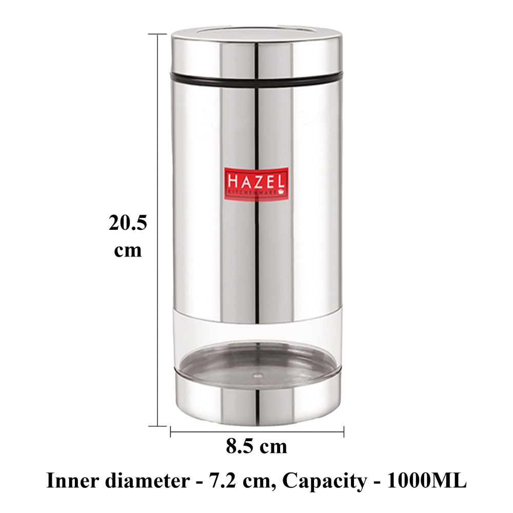HAZEL Stainless Steel Container Set | Steel Container For Kitchen Storage Set | Multipurpose Storage Box for Kitchen I, 1000 ML, Set of 12