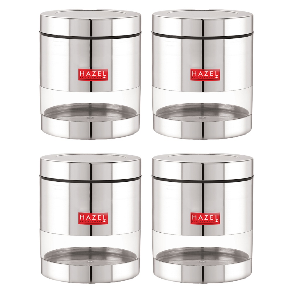 HAZEL Stainless Steel Container Set | Steel Container For Kitchen Storage Set | Multipurpose Storage Box for Kitchen I, 500 ML, Set of 4