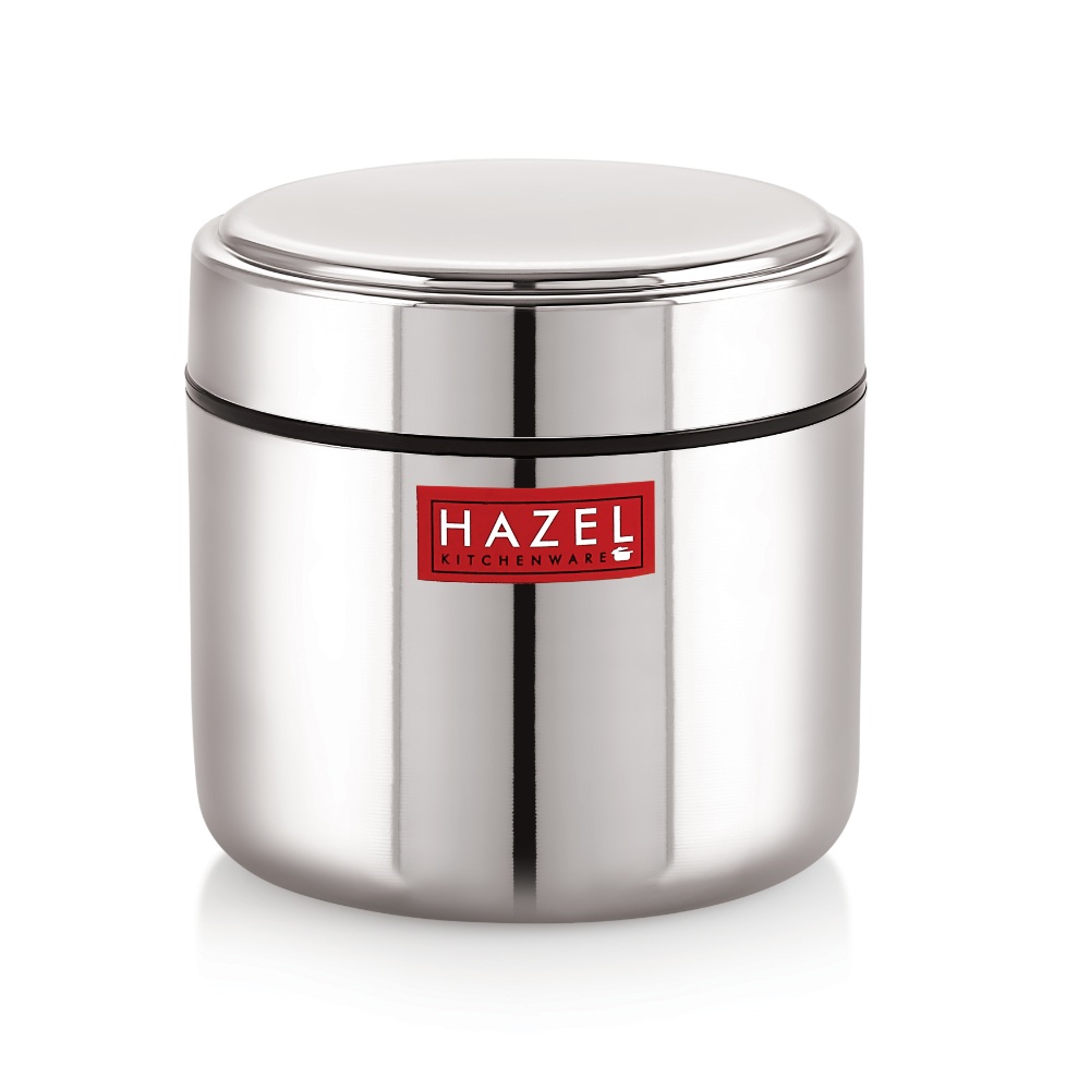 HAZEL Stainless Steel Mini Container Heavy Gauge Premium Airtight Dabbi Dabba Set of 3, 400 ML, Silver