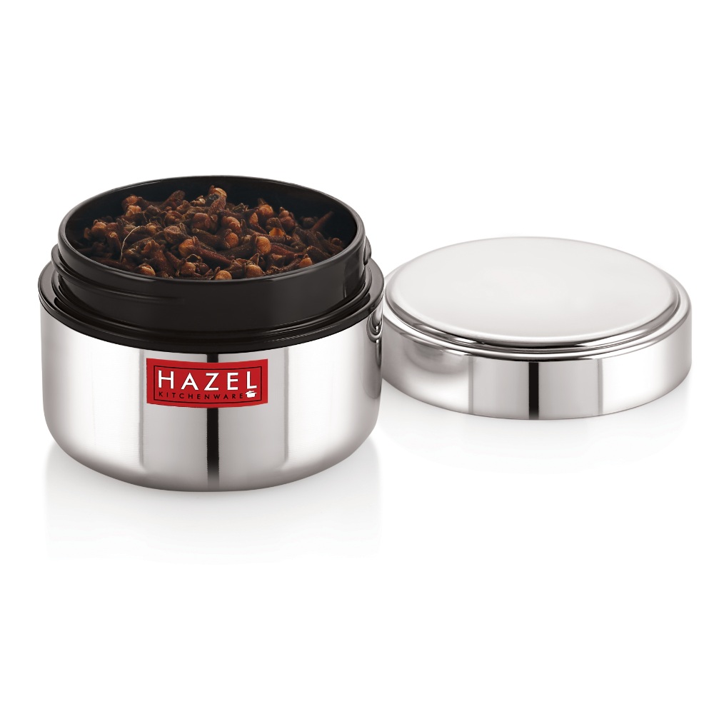 HAZEL Stainless Steel Mini Container Heavy Gauge Premium Airtight Dabbi Dabba Set of 6, 250 ML, Silver