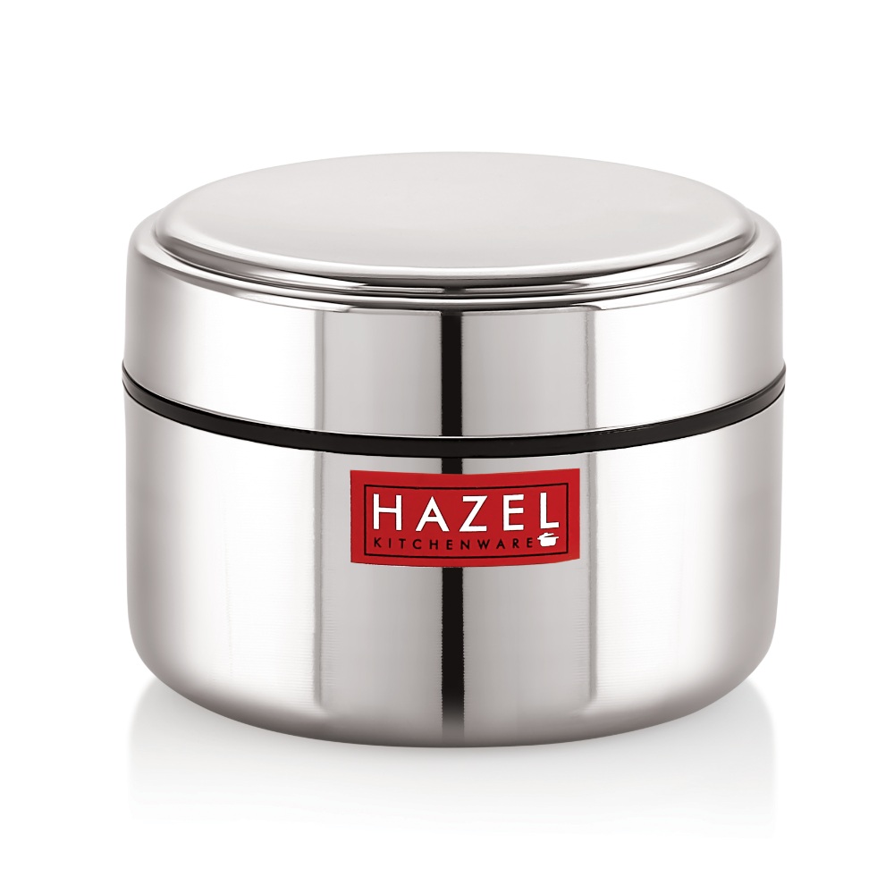 HAZEL Stainless Steel Mini Container Heavy Gauge Premium Airtight Dabbi Dabba Set of 6, 250 ML, Silver