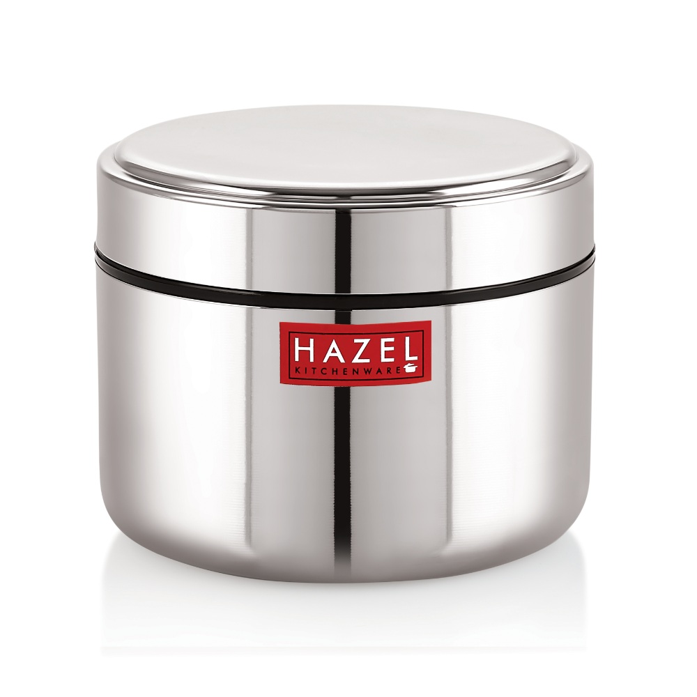 HAZEL Stainless Steel Mini Container Heavy Gauge Premium Airtight Dabbi Dabba Set of 5, 500 ML, Silver