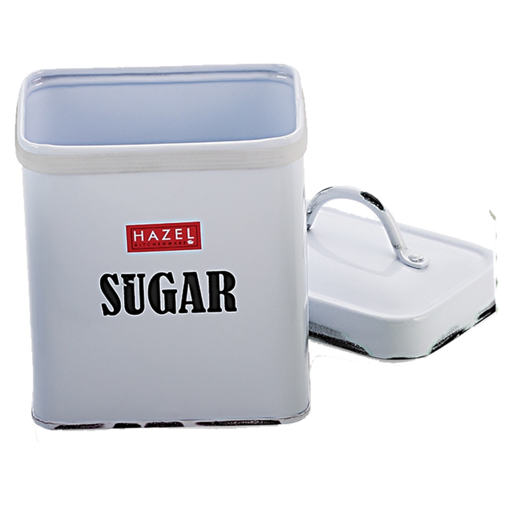 HAZEL Antique Rectangle Sugar/Tea Storage Canister Container With Handle, Set of 2, 1150ML