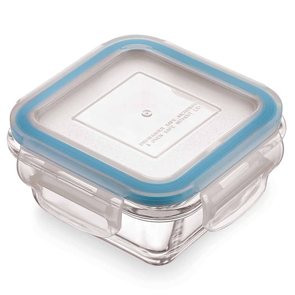 HAZEL Borosilicate Glass Square Airtight & Leak Proof Container, Set of 2 (2 x 150 ml) - Transparent