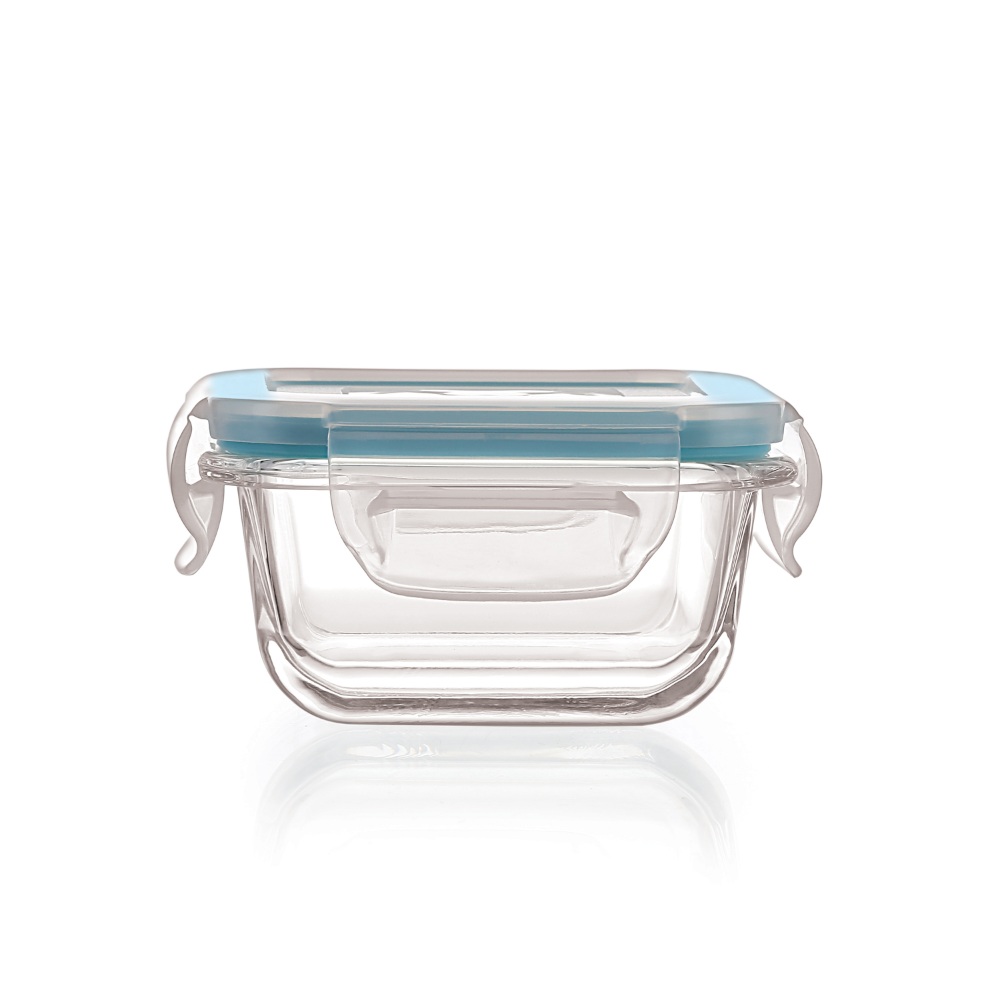 HAZEL Borosilicate Glass Square Airtight & Leak Proof Container, Set of 2 (2 x 150 ml) - Transparent