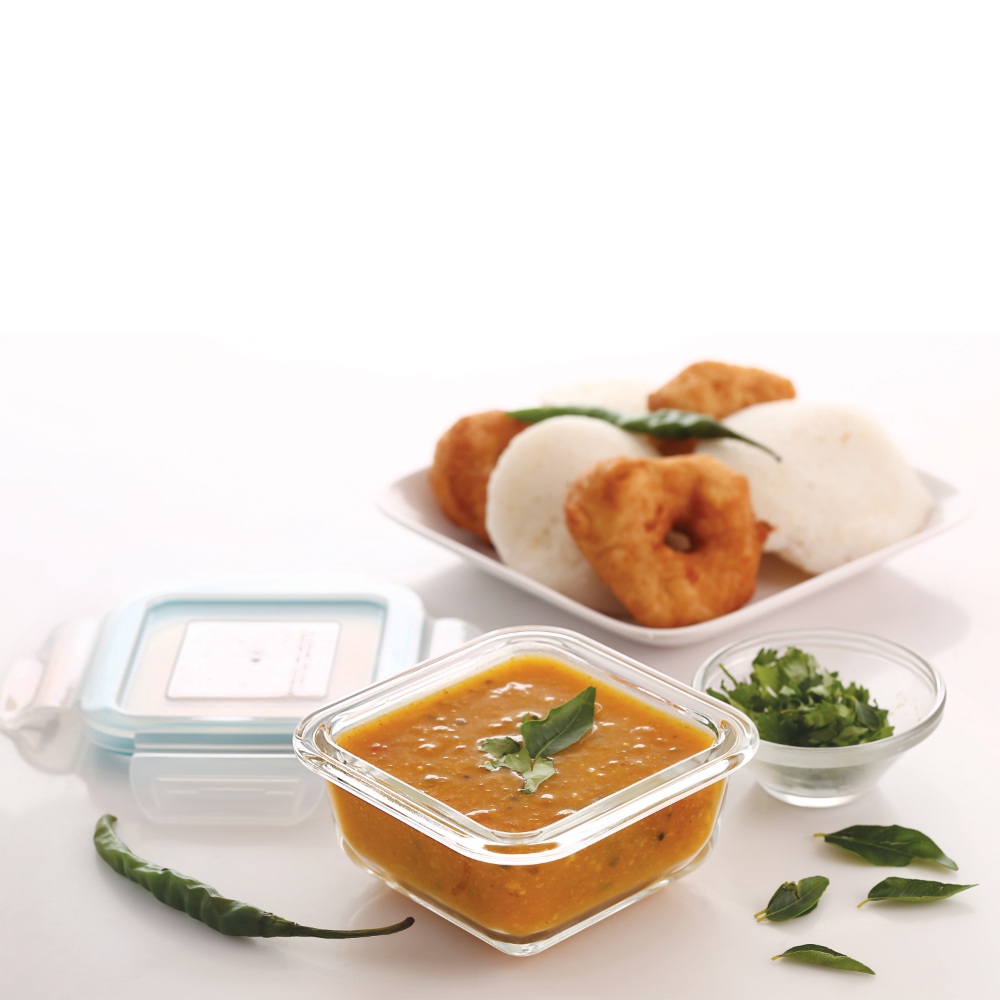 HAZEL Borosilicate Glass Square Airtight & Leak Proof Container, Set of 2 (2 x 150 ml) - Transparent