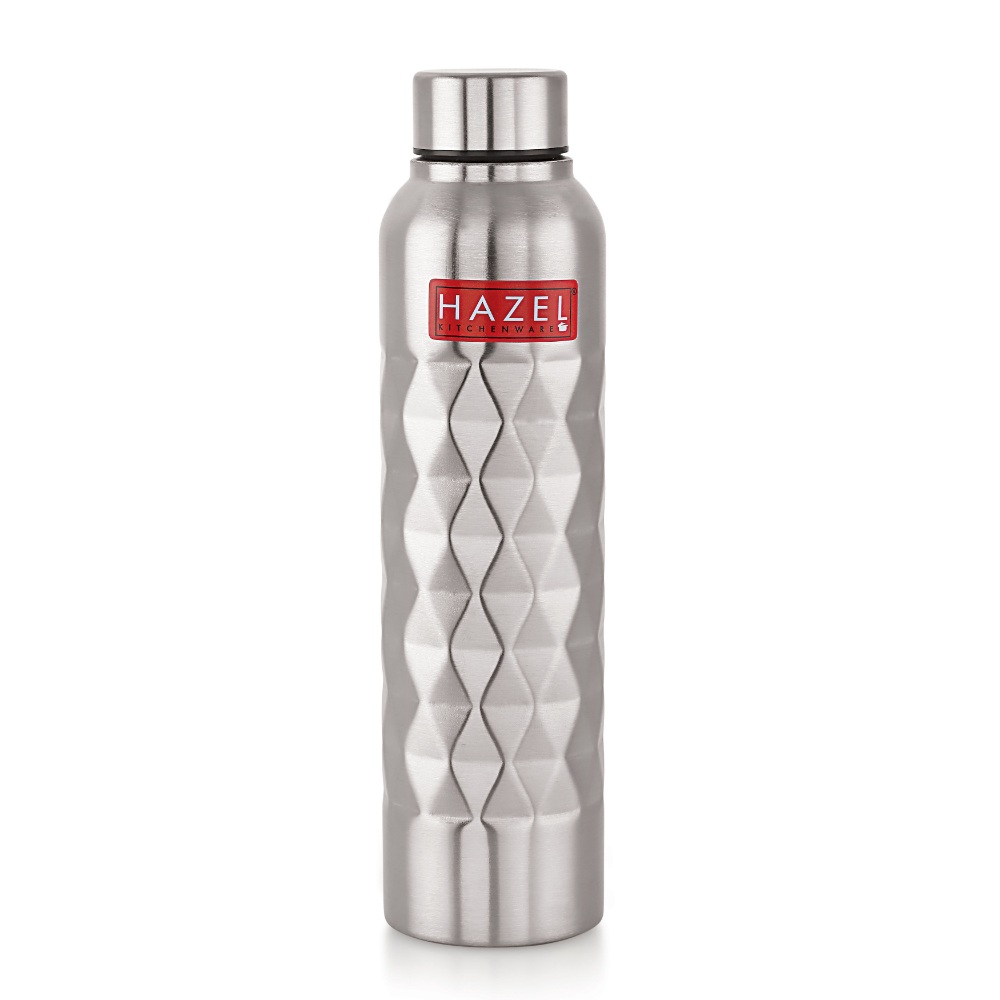 Steel Water Bottle 1 Litre By HAZEL Loch S1 | Stainless Steel Single Wall Fridge Water Bottle For Office | School | Trekking | Hiking | Travel, Set of 6