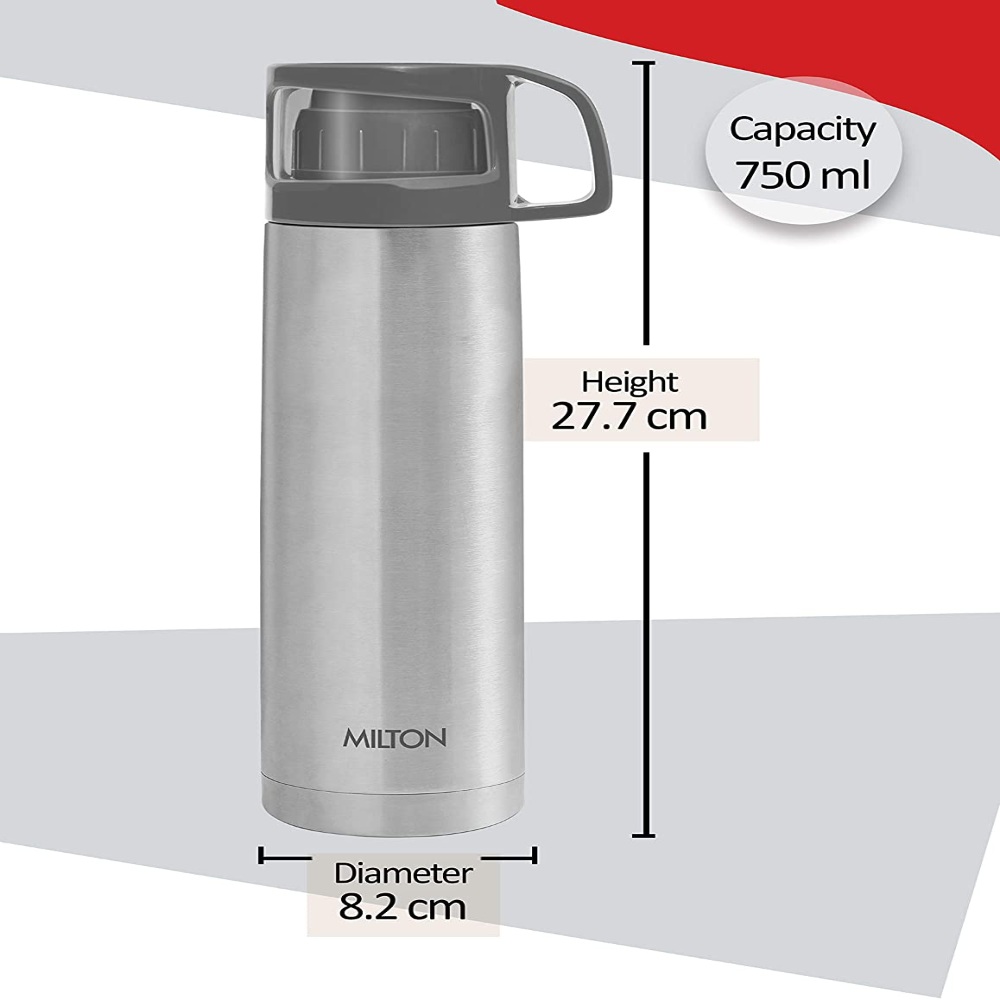 Milton Thermosteel Glassy Hot & Cold Water Bottle With Drinking Cup Lid, 750 ml, Purple