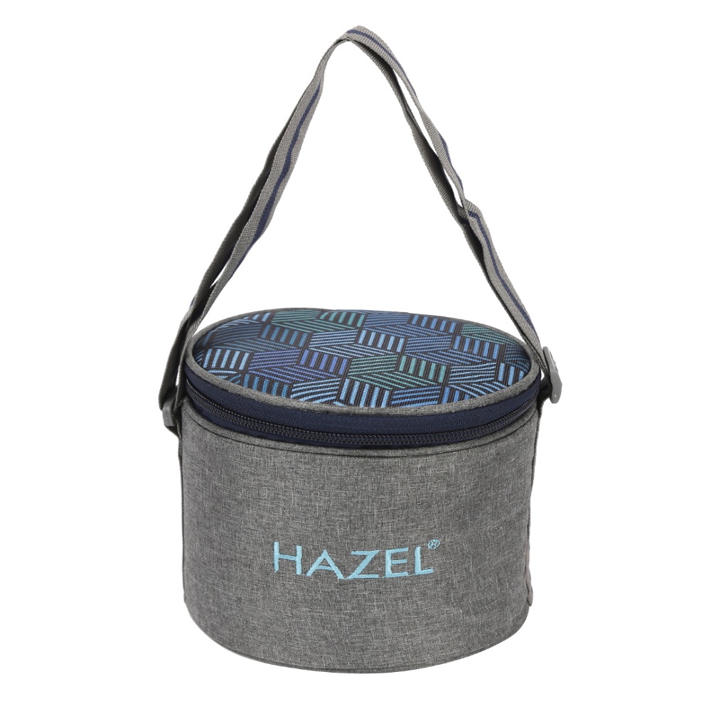 HAZEL Stainless Steel Lunch Box with Lunch Box Bag | Steel Box Set of 3 Air Tight Tiffin Boxes Leak Proof (1 Pc 300 ML , 2 Pc 450 ML Containers) with Cylindrical Lunch Bag with Strap