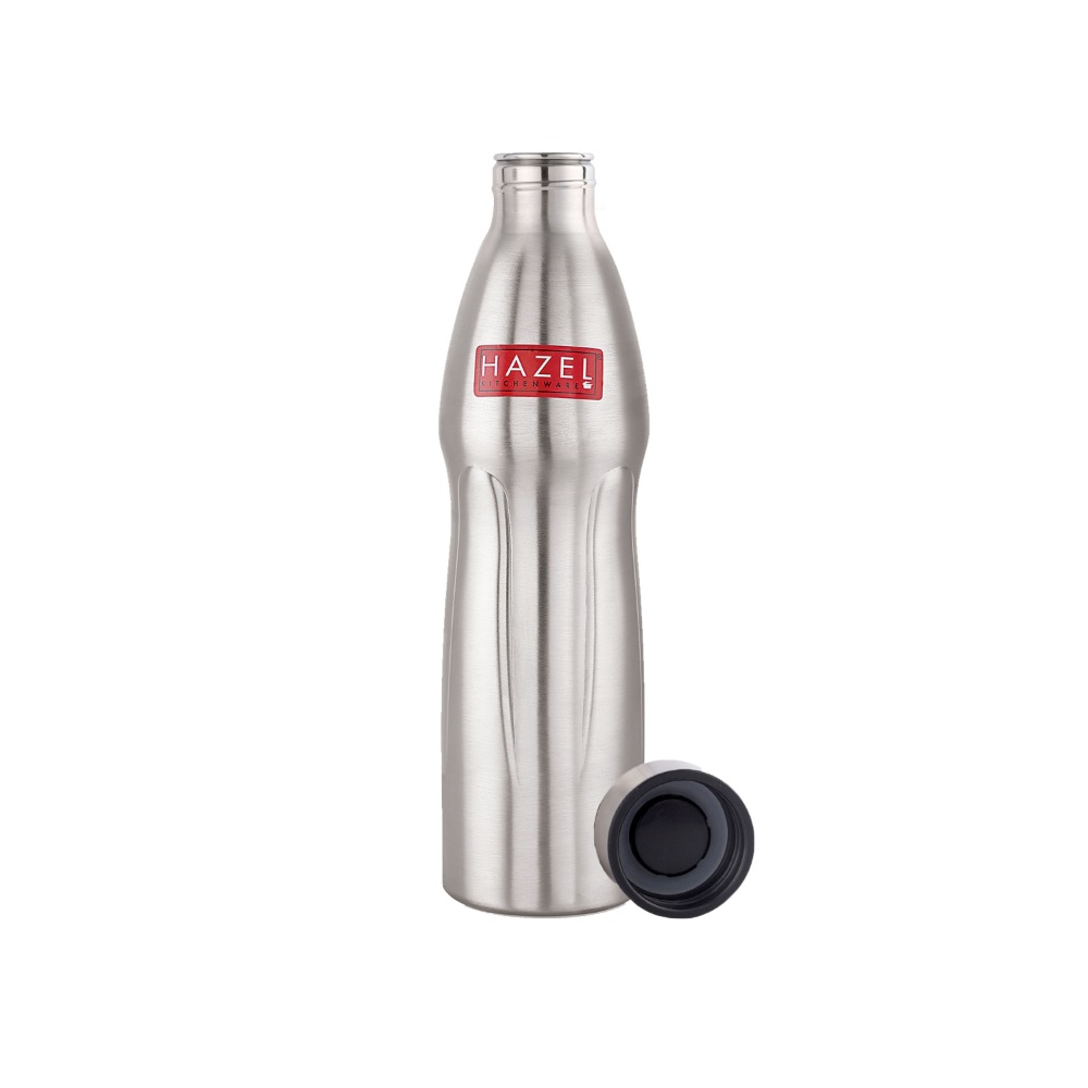 HAZEL Loch S4 Water Bottle 1.1 Litre | Stainless Steel Single Wall Fridge Water Bottle For Office | School | Trekking | Hiking | Travel, Set of 3