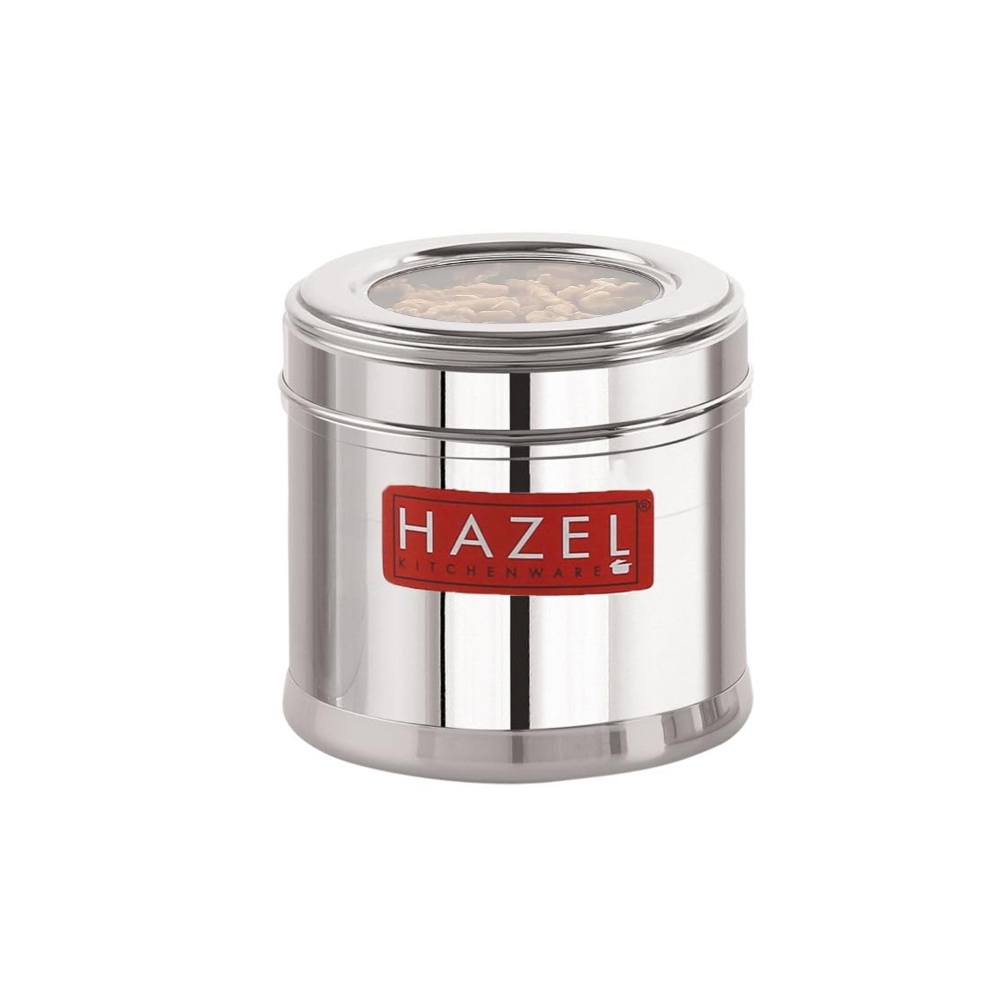 HAZEL Masala Box for Kitchen with Airtight Lid | Stainless Steel Top See Through Storage Containers for Kitchen Air tight, 500 ML