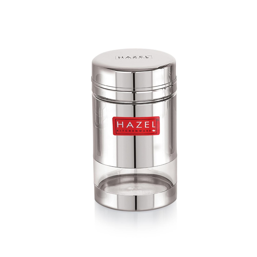 HAZEL Stainless Steel See Through Transparent Container | Kitchen Air Tight Storage Dabba Container, 600 ML