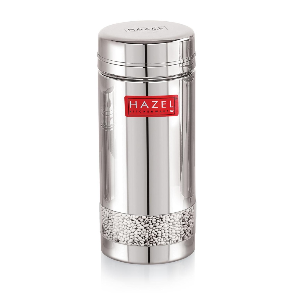 HAZEL Stainless Steel See Through Transparent Container | Kitchen Air Tight Storage Dabba Container, 950 ML