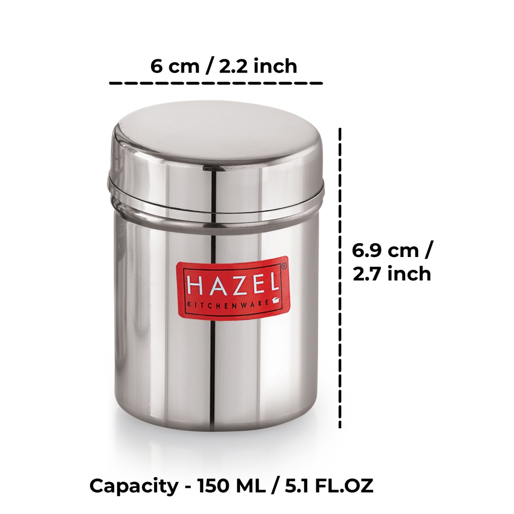 HAZEL Stainless Steel Container | Kitchen Air Tight Storage Dabba Container, 150 ML