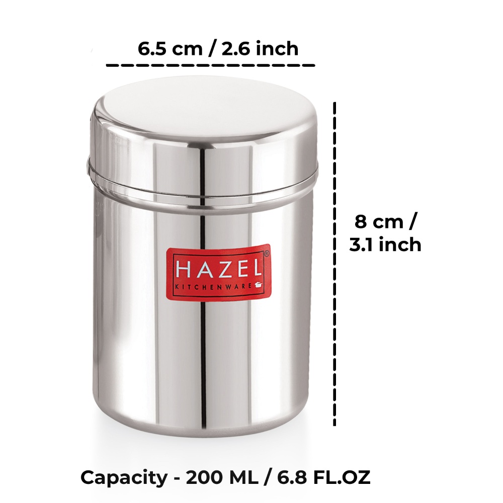 HAZEL Stainless Steel Container | Kitchen Air Tight Storage Dabba Container, 200 ML