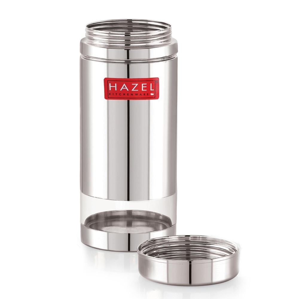 HAZEL Stainless Steel See Through Transparent Container | Kitchen Air Tight Storage Dabba Containers Set of 2, 950 ML