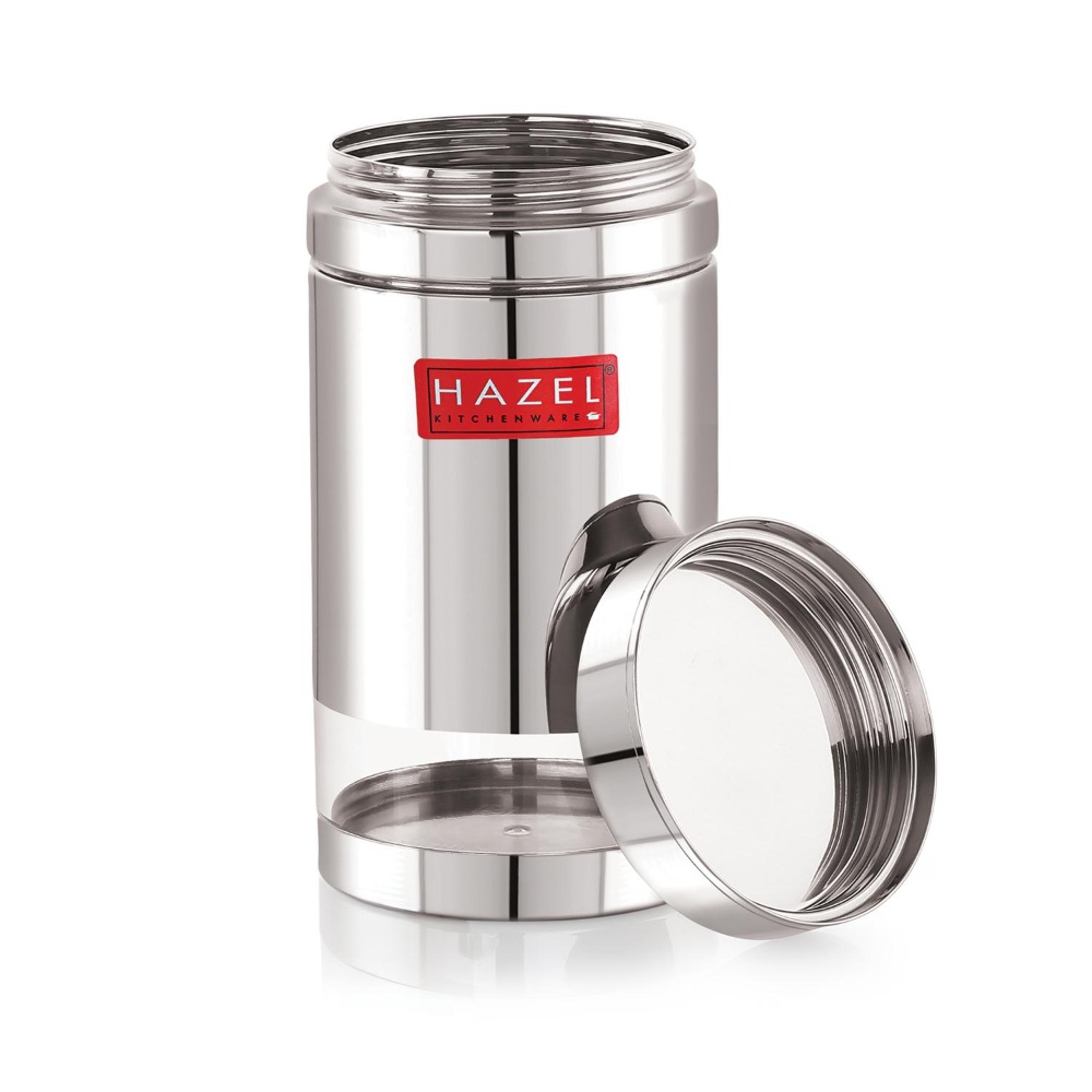 HAZEL Stainless Steel See Through Transparent Container | Kitchen Air Tight Storage Dabba Containers Set of 6, 1200 ML