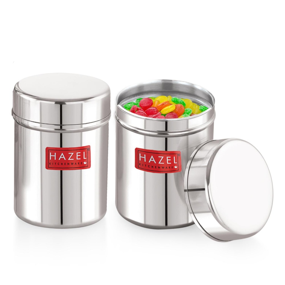 HAZEL Stainless Steel Container | Kitchen Air Tight Storage Dabba Containers Set of 2, 200 ML