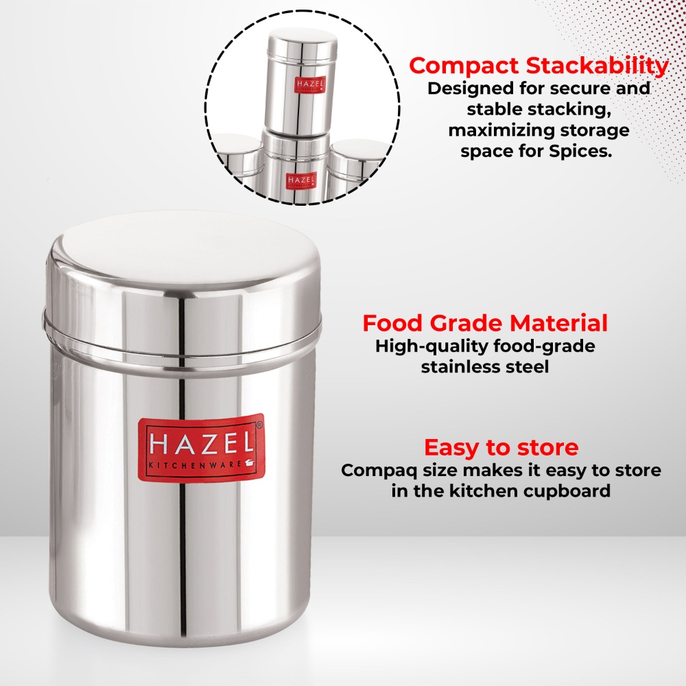 HAZEL Stainless Steel Container | Kitchen Air Tight Storage Dabba Containers Set of 2, 200 ML