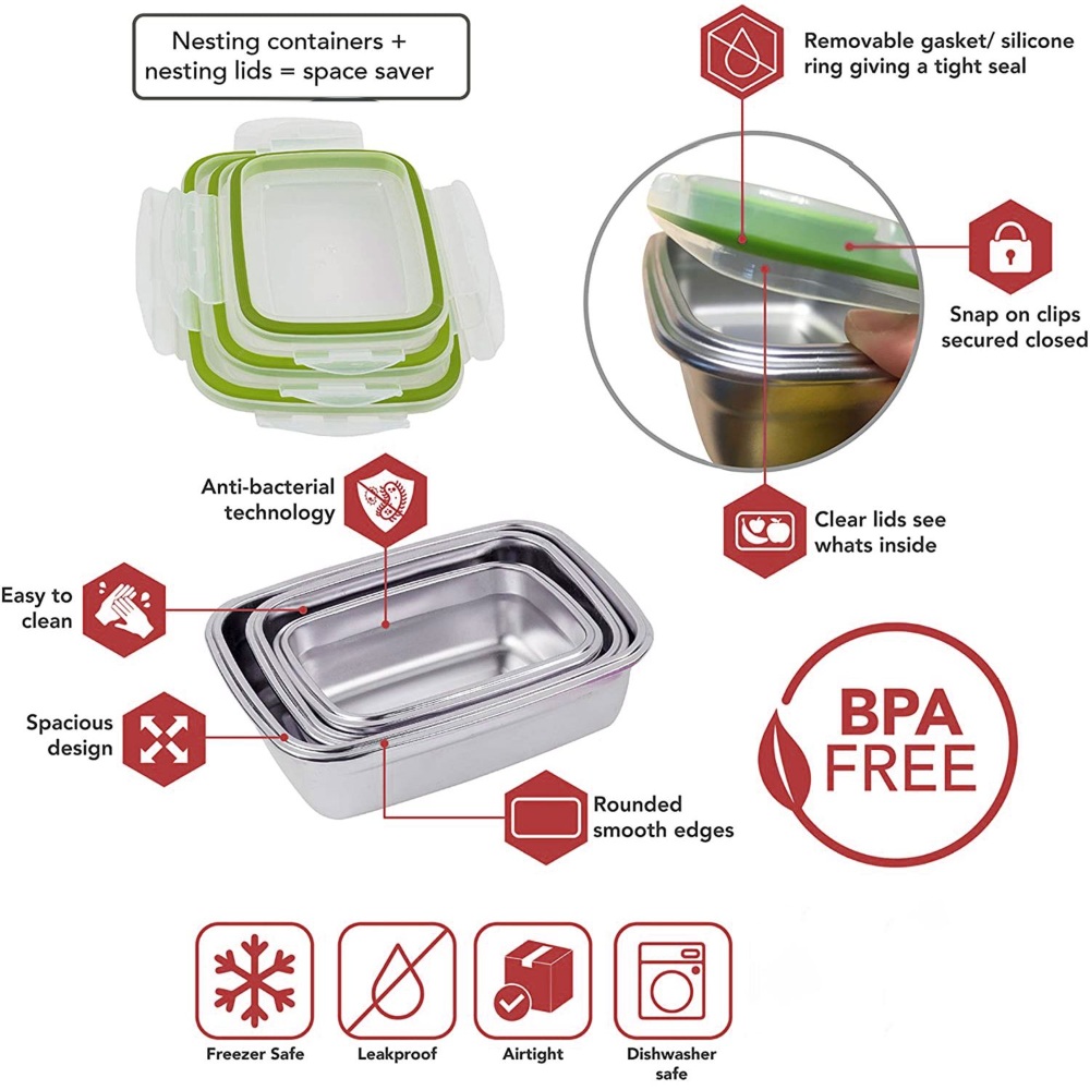 HAZEL Stainless Steel Tiffin Containers With Leakproof Lid | Microwave Tiffin Box for Office Men Women College School Kids | Leakproof Steel Tiffin With Transparent Lid, 400 ML