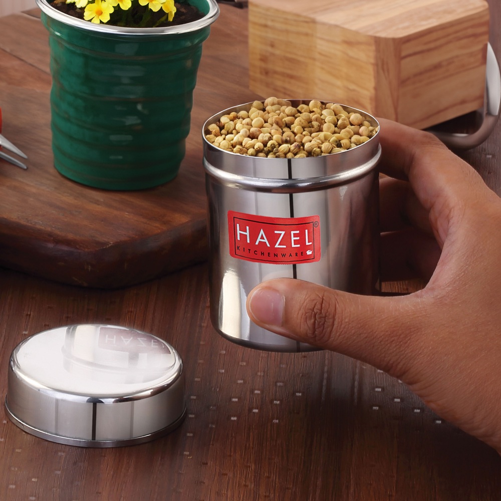 HAZEL Stainless Steel Container | Kitchen Air Tight Storage Dabba Container, 150 ML