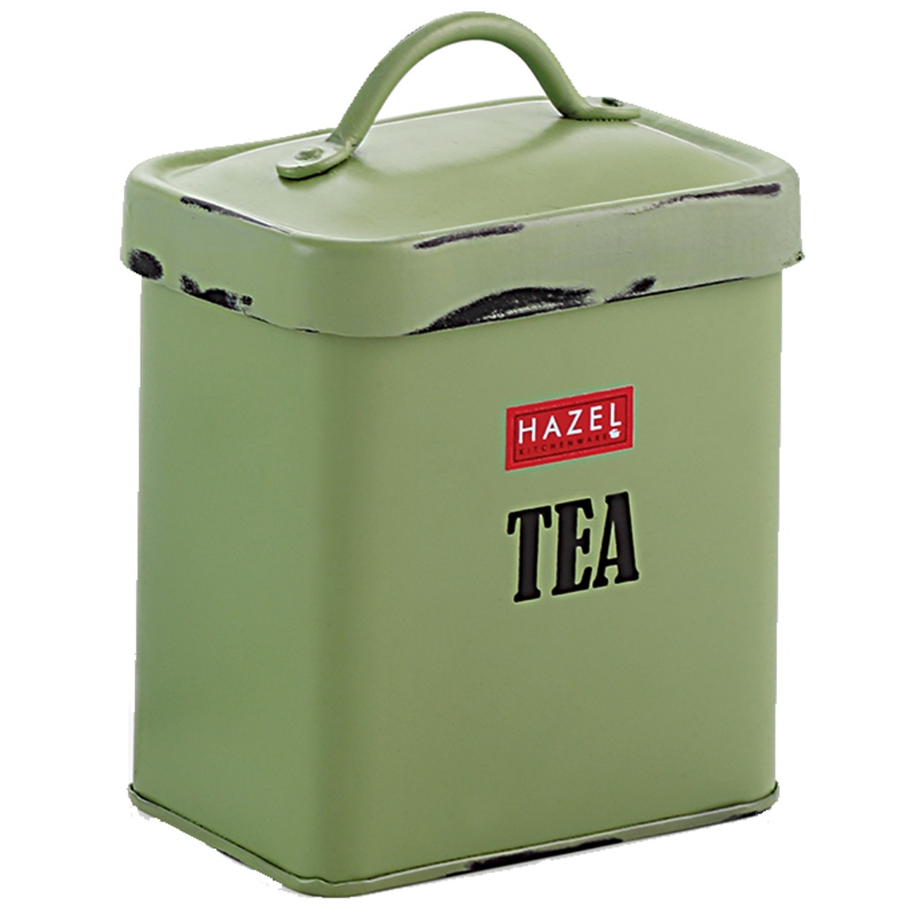 HAZEL Antique Rectangle Tea Storage Canister Container With Handle, 1150ML, Green