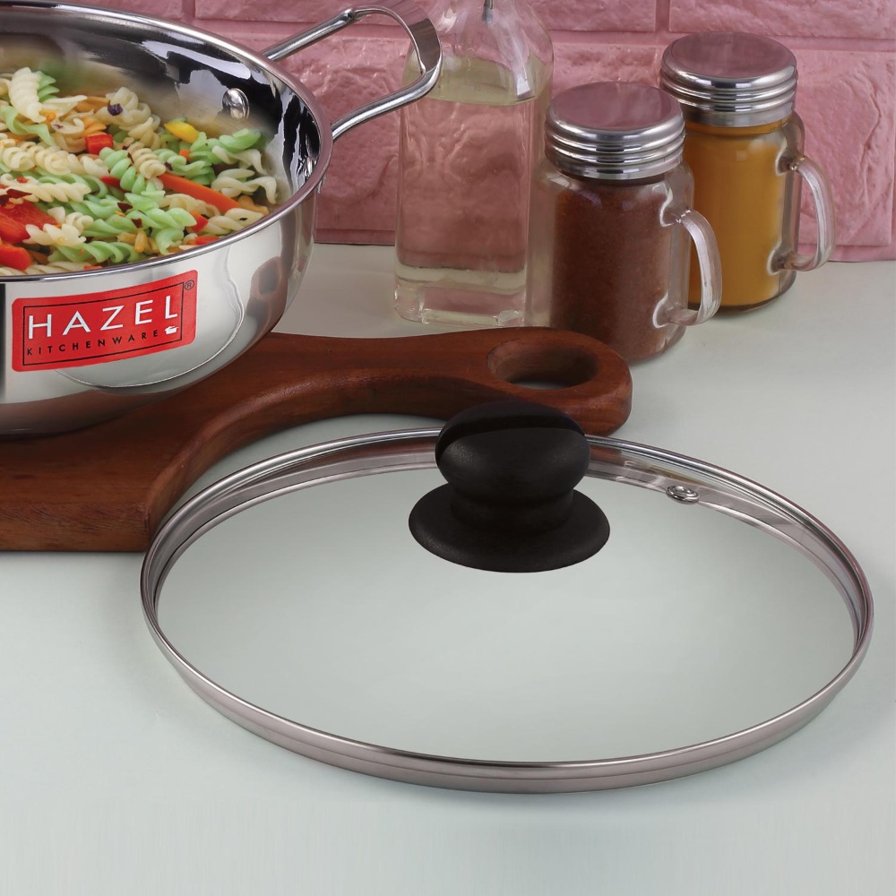 HAZEL Glass Cookware Lid With Knob and Built In Steam Vents, 19 cm