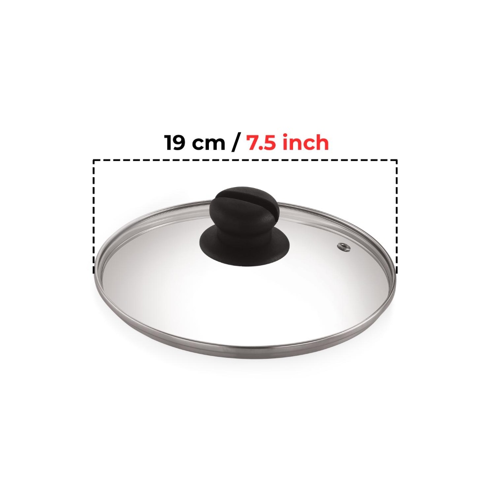 HAZEL Glass Cookware Lid With Knob and Built In Steam Vents, 19 cm