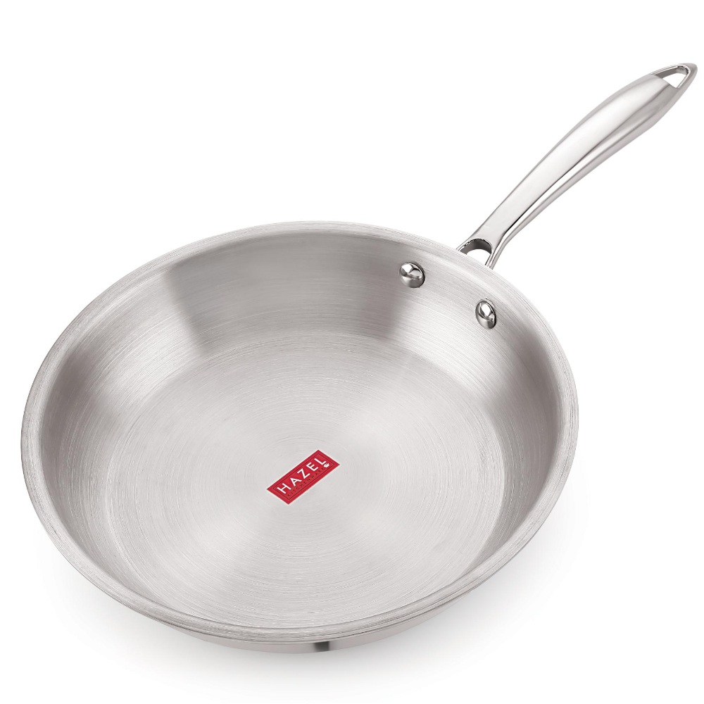 HAZEL Triply Stainless Steel Induction Bottom Kadhai 3 Litre and Fry Pan 1.5 Litre With  Stainless Steel Lid