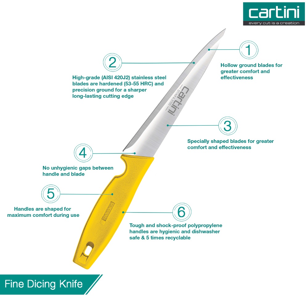 Cartini Kitchen Knives Set for Slicing, Dicing (Dicing Knife & Kitchen Knife Set of 2)